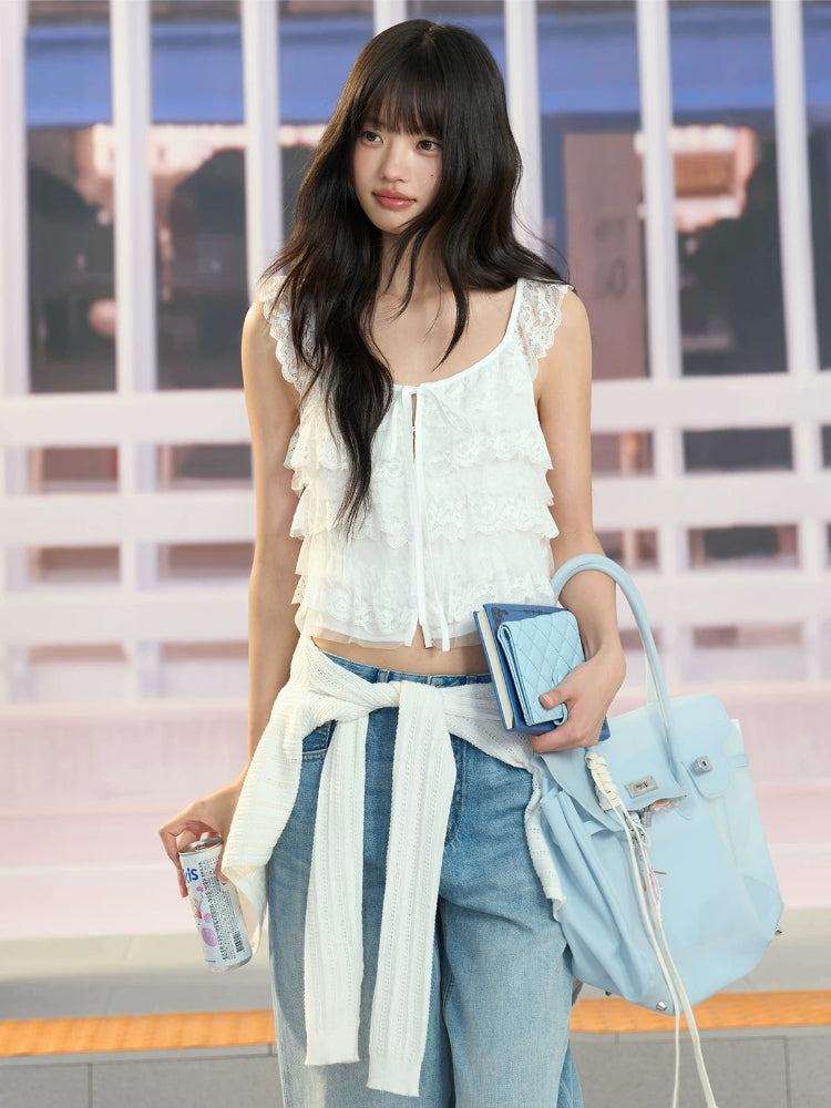 Lace Ruffle Cami Top