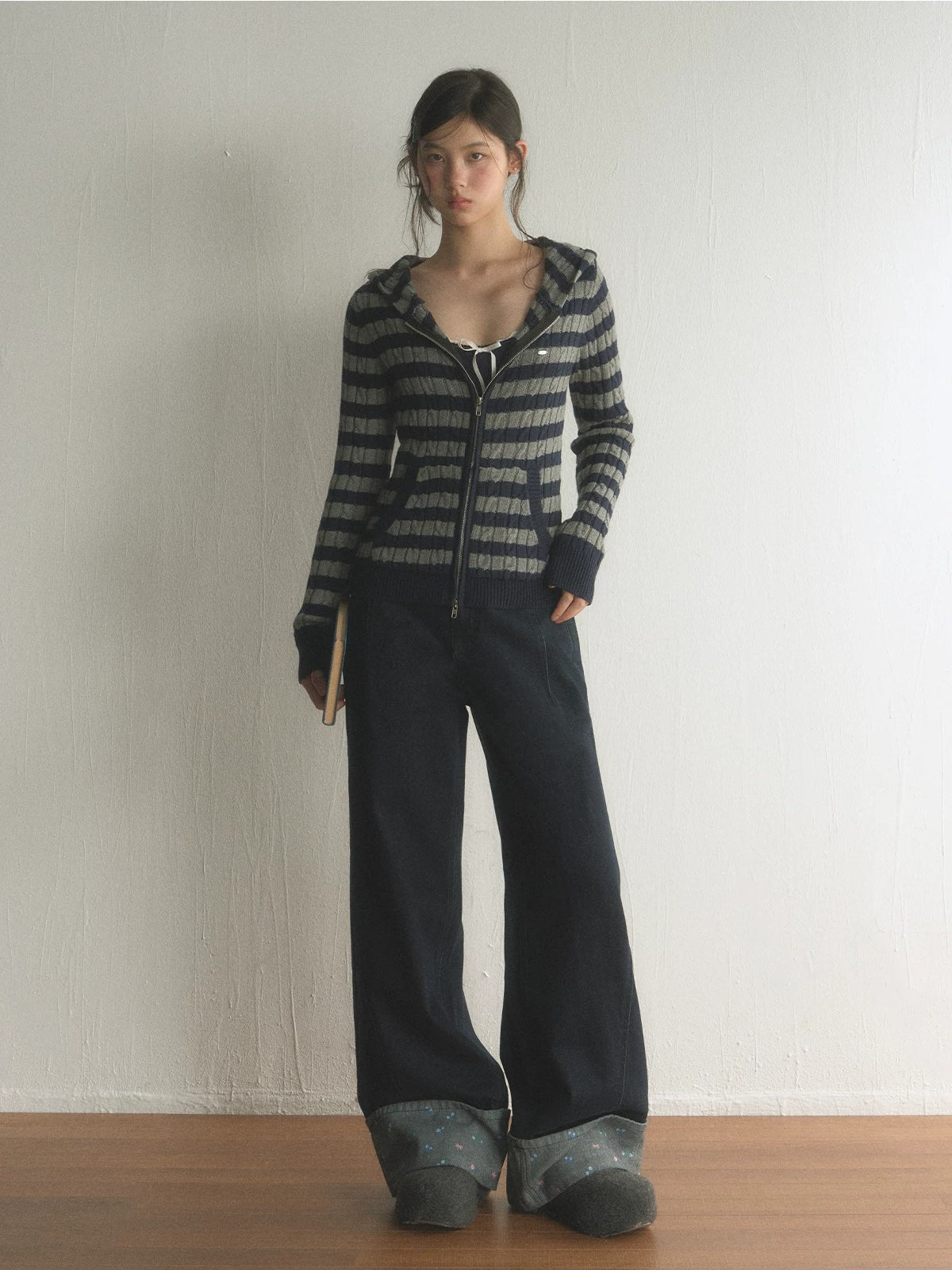 Striped Zip Cardigan
