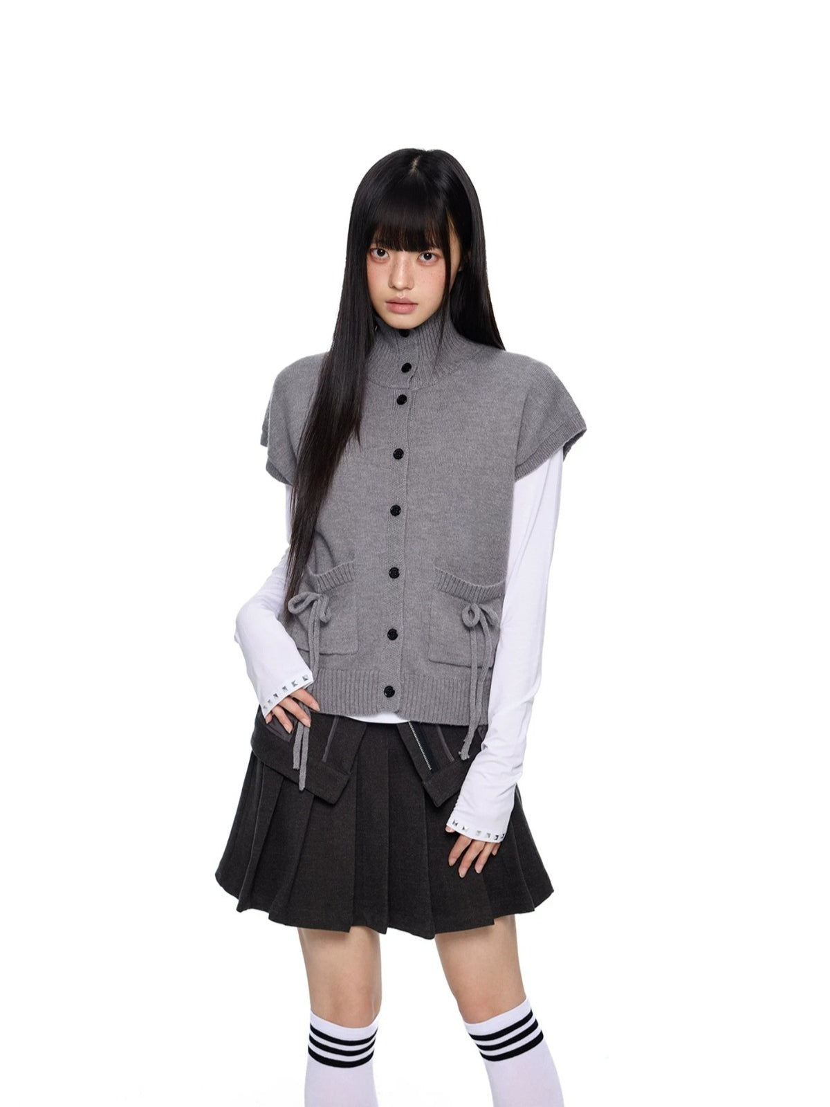 Korean Wool Knit Vest Cardigan