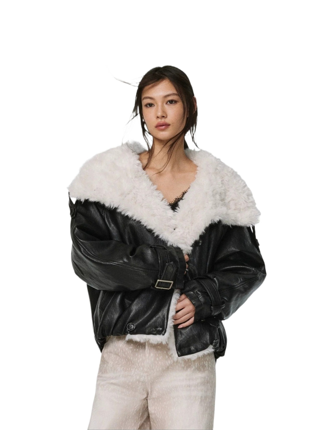 Midnight Fur Collar Leather Jacket