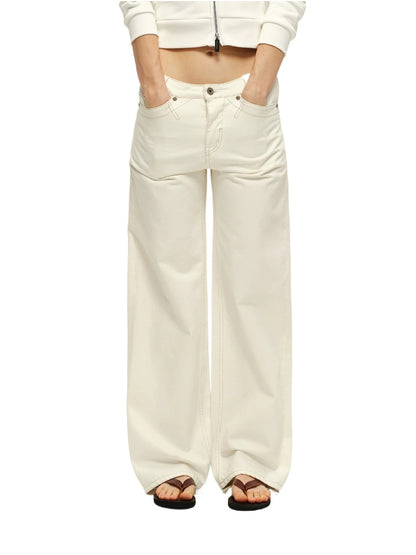 White Mid-Rise Straight Jeans