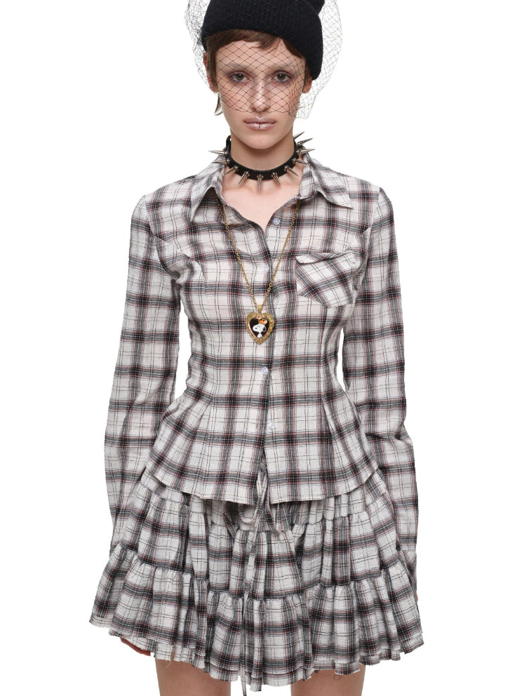 Plaid Shirt &amp; Skort Set