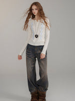 Wool Embroidered Pattern Knit Crewneck