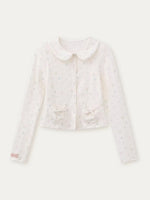 Floral Collar Cardigan & Shorts Set