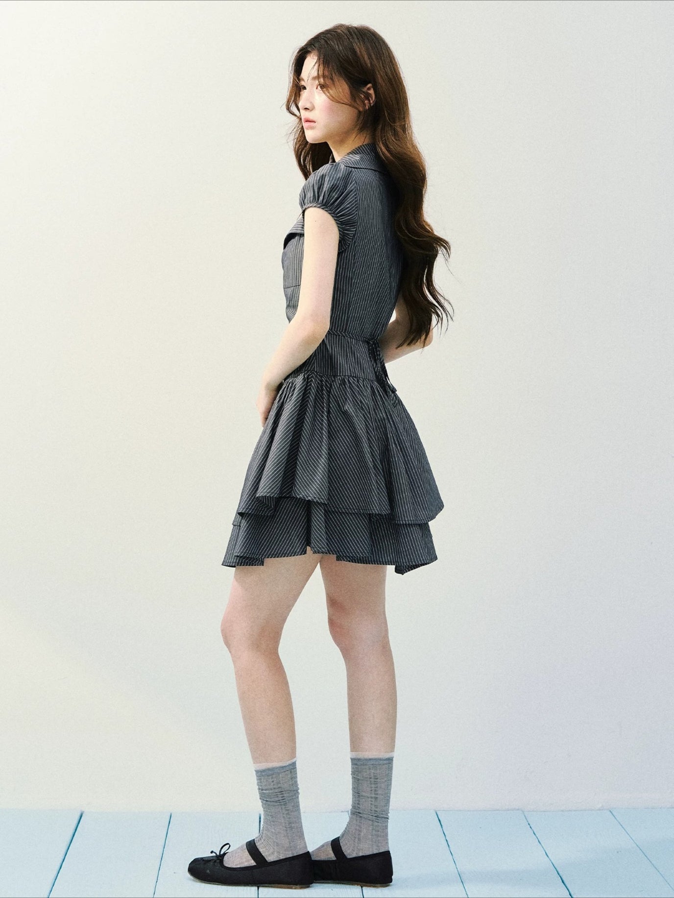 Gray Retro Stripe Dress