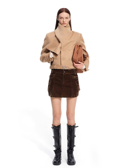 &quot;Rose Series&quot; Washed Denim Low-Rise Mini Skirt