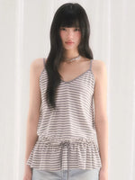 Gray Stripe Drawstring Top