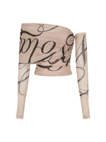 Printed Cowl Off-Shoulder Top