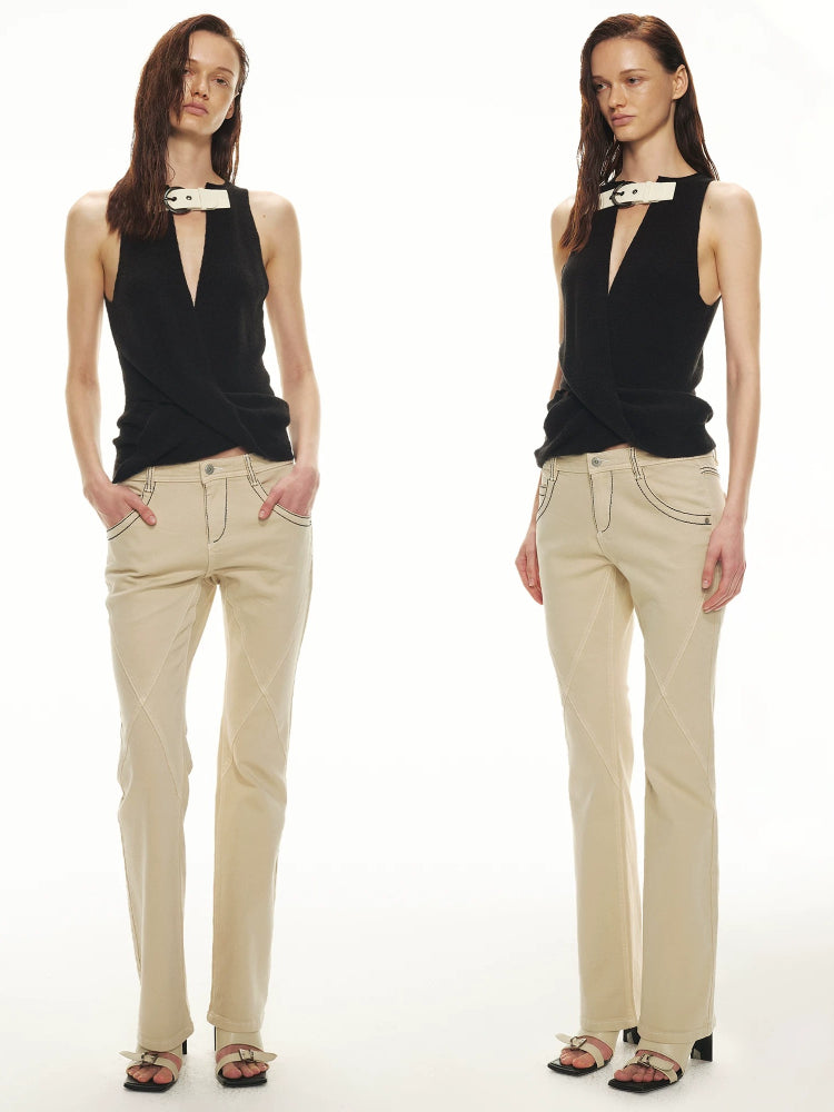 Contrast Stitch Straight Jeans