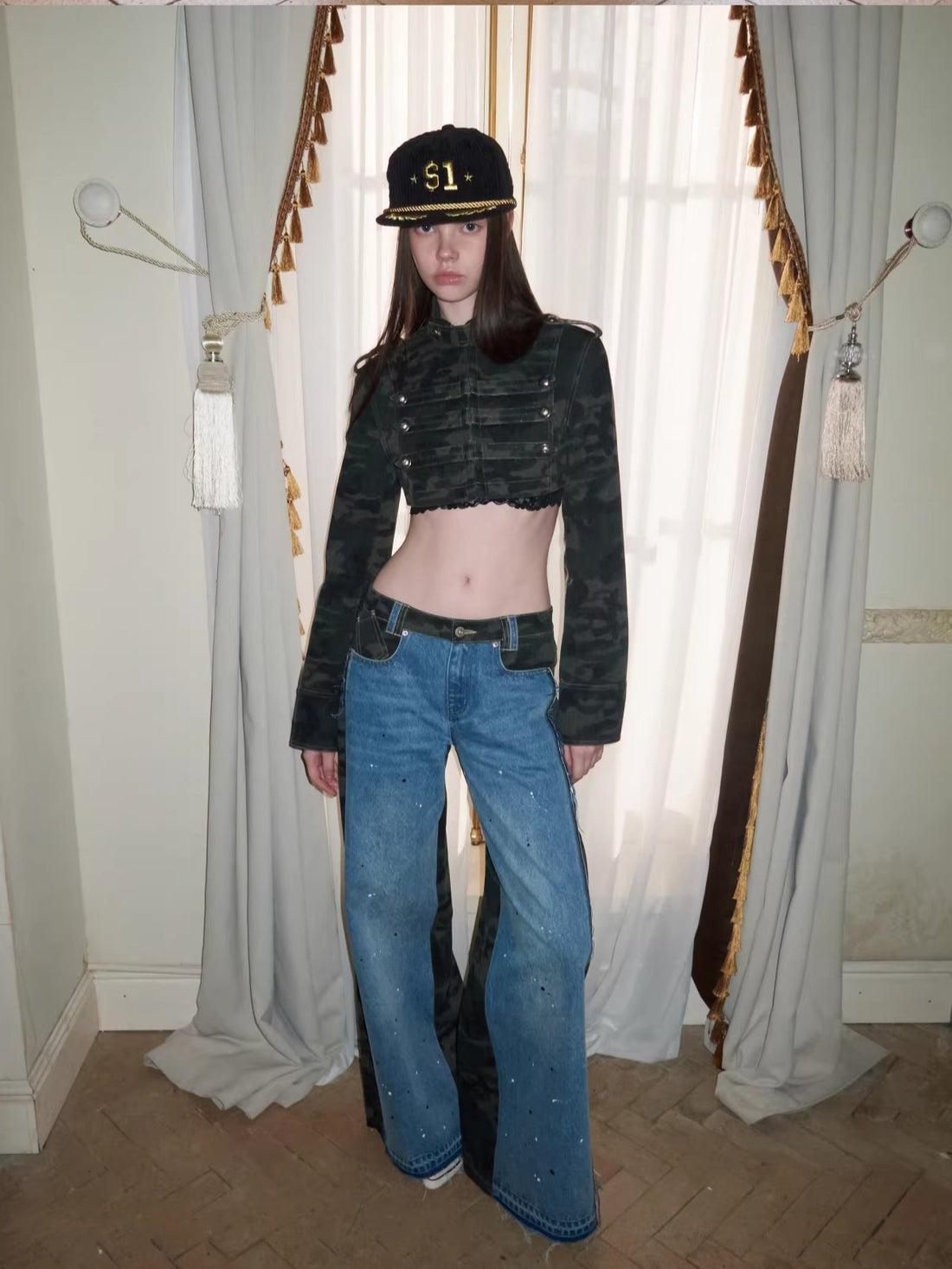 Camo Patchwork Denim Pants