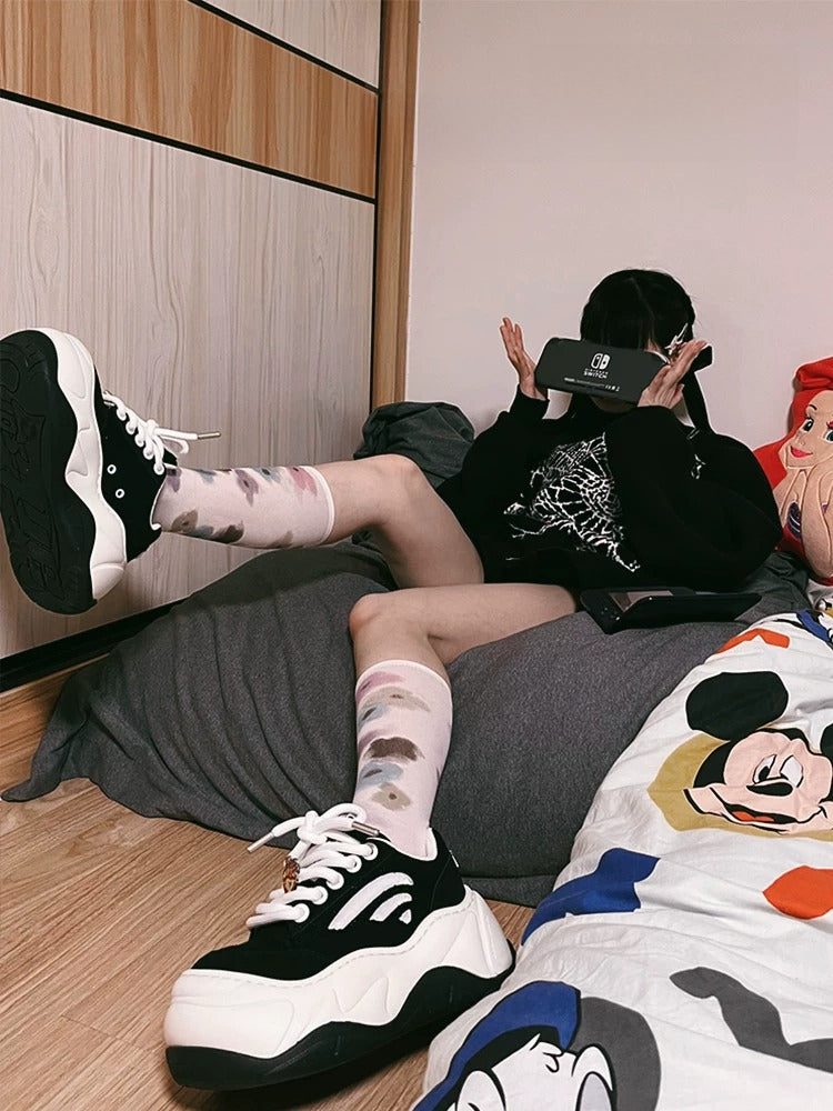 Black Wave Platform Sneakers