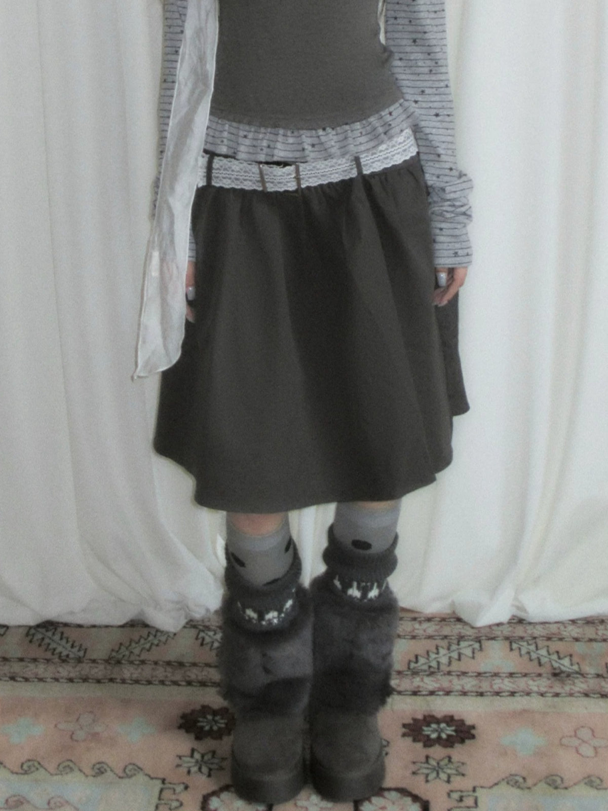 High-Waisted A-Line Midi Skirt