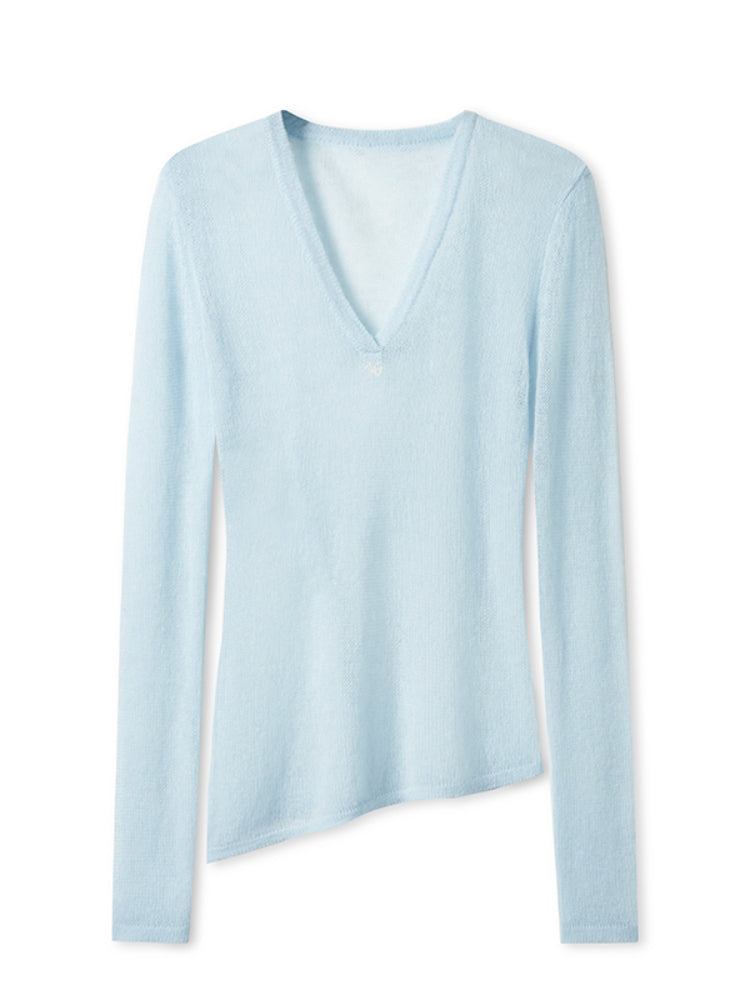 Alpaca Irregular Thin Long-sleeve Top