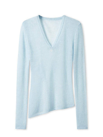Alpaca Irregular Thin Long-sleeve Top