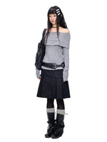 Pleated A-Line Midi Skirt