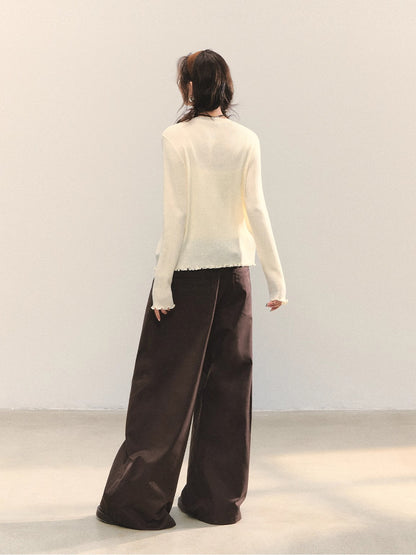Brown &amp; Black Fold-Waist Balloon Pants