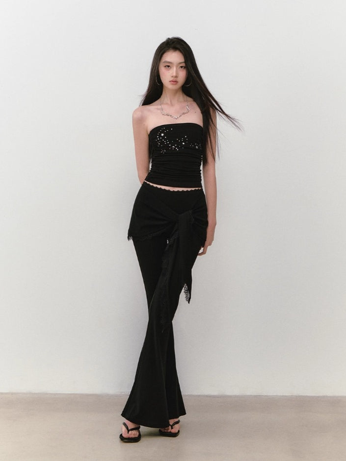 Star Beaded Ruffled Acetate Bustier