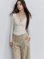 Lace Trim V-Neck Top