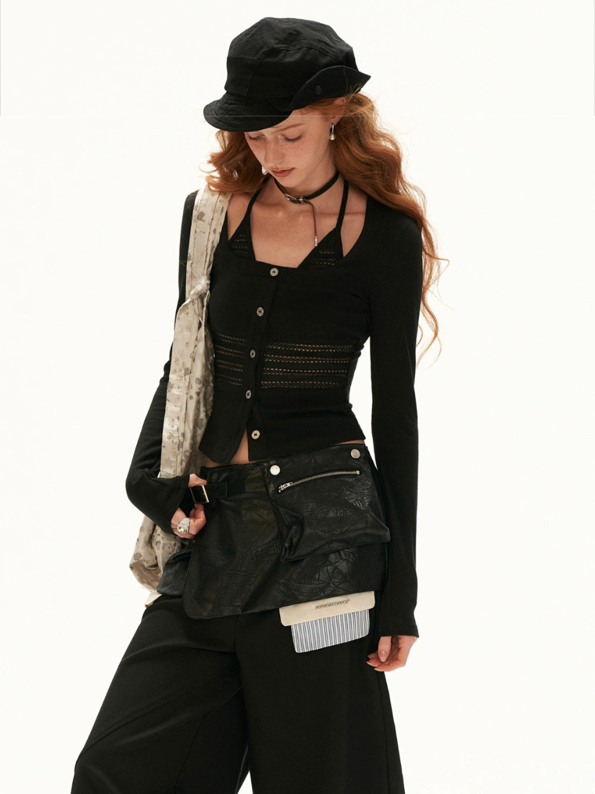 Soft Ribbed Halter Layered Knit Top