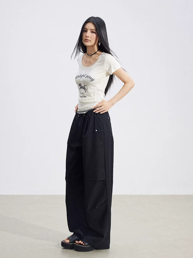 Layered Contrast Cargo Pants
