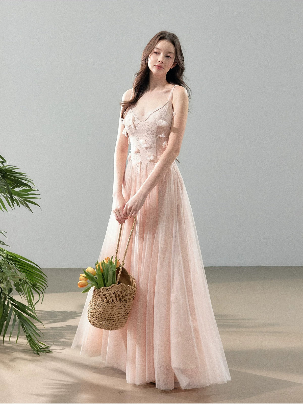Floral Tulle Slip Maxi Dress