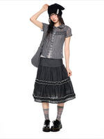 Pleated Plaid Collar Top