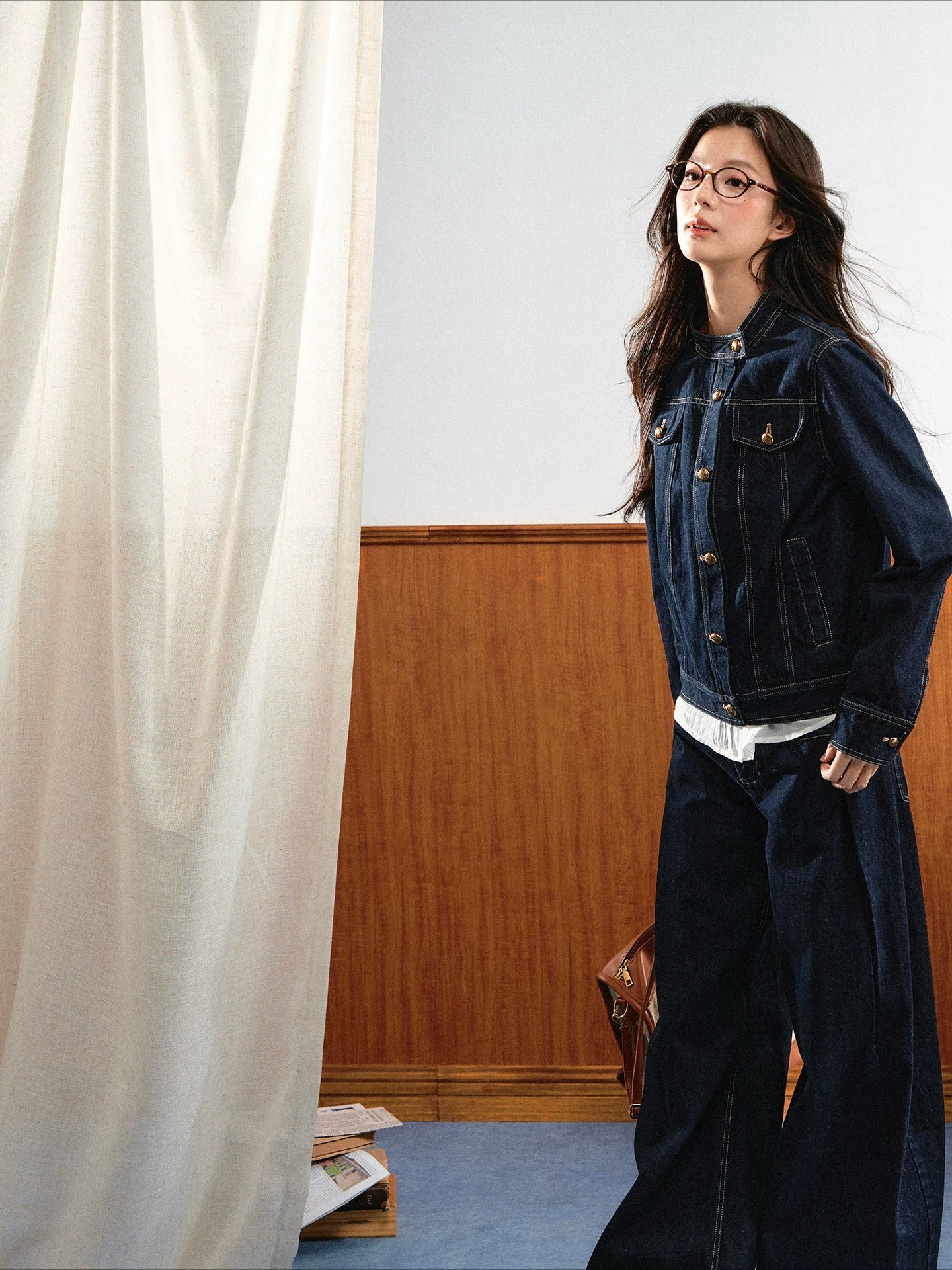 Gold Button Denim Set