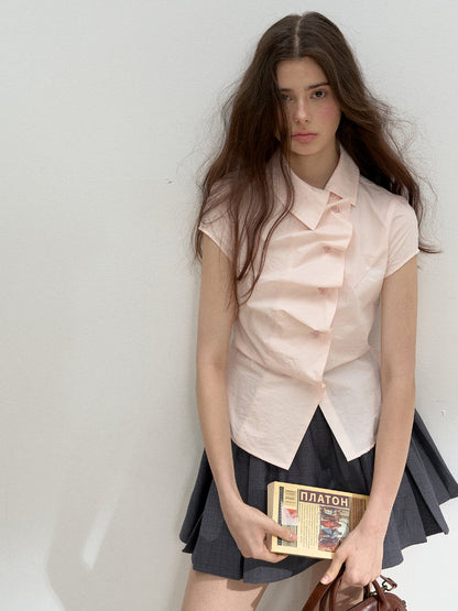 Pink Pleated Lace Shirt