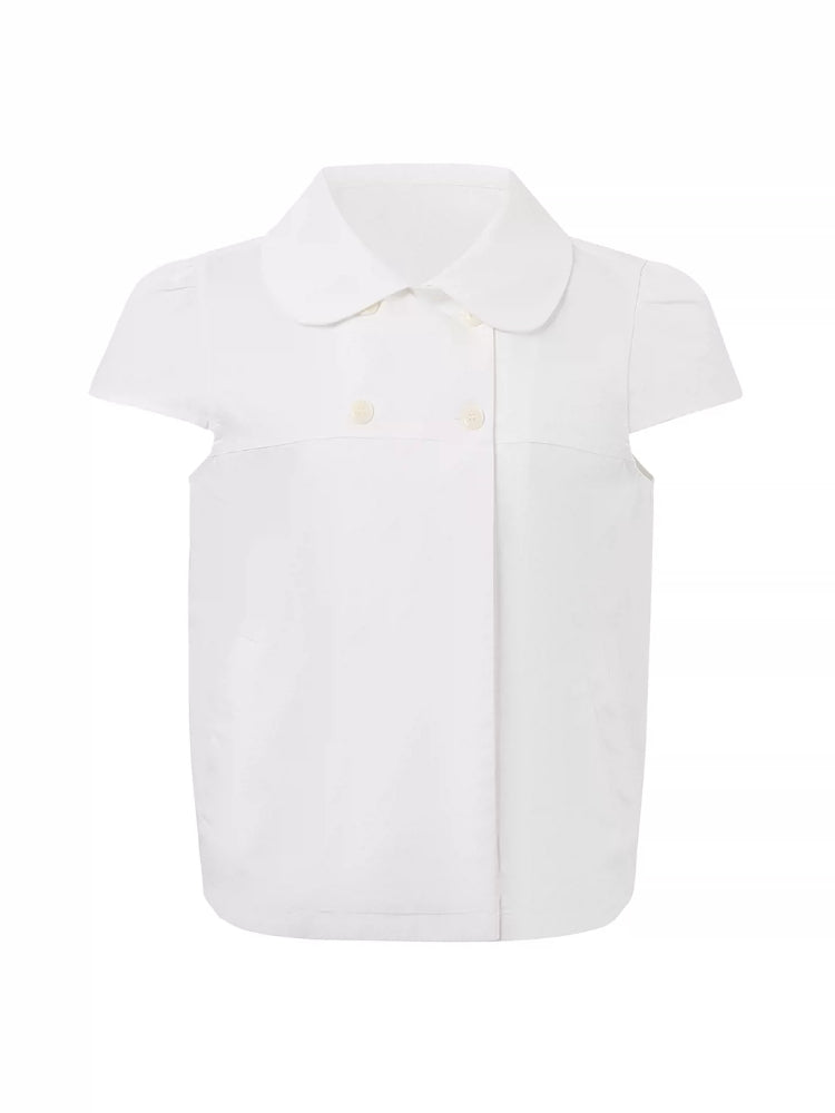 White Cotton Double Button Shirt