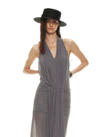 Mist Grey Lace Halter Dress