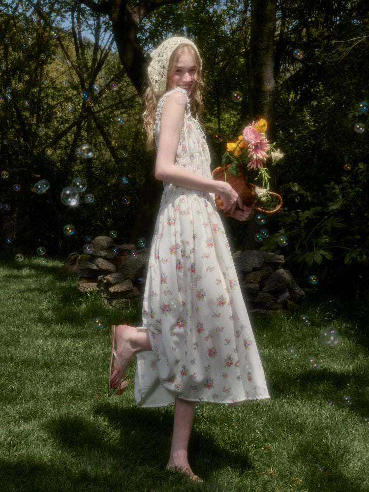 French Relaxed Old Money Floral Long Dress