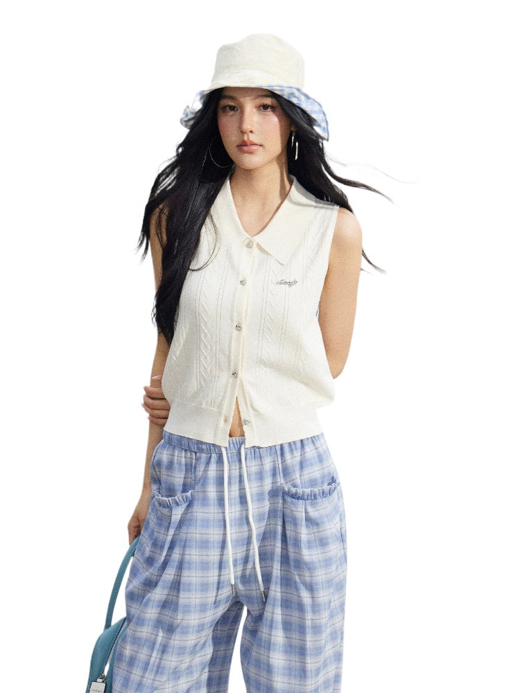Polo Knit Ice-Silk Top