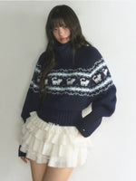 Vintage Fair Isle Cat Knit Sweater
