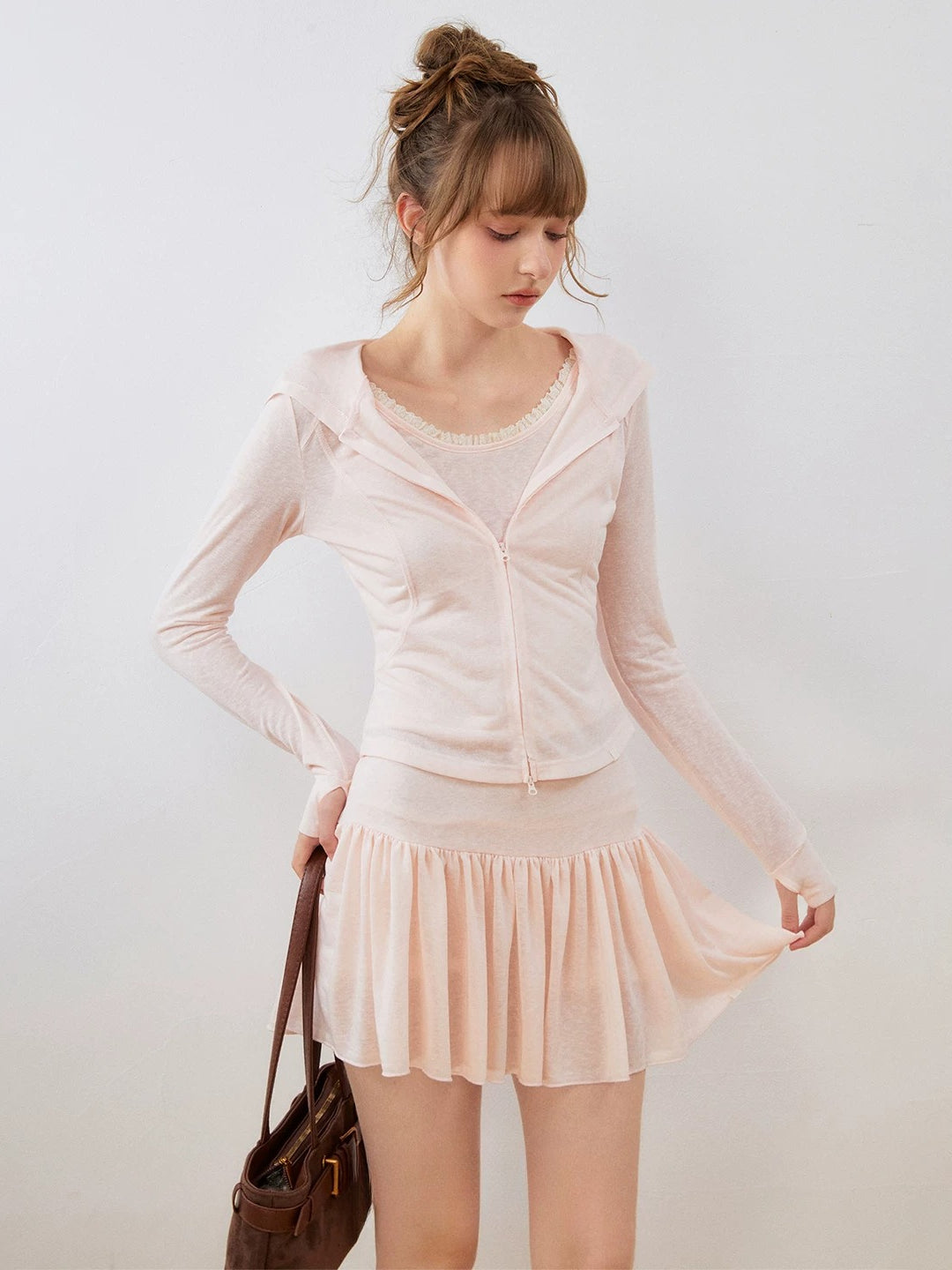 Lace Hooded Skirt Set