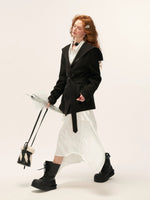 Buttoned Lapel Black Waist Coat