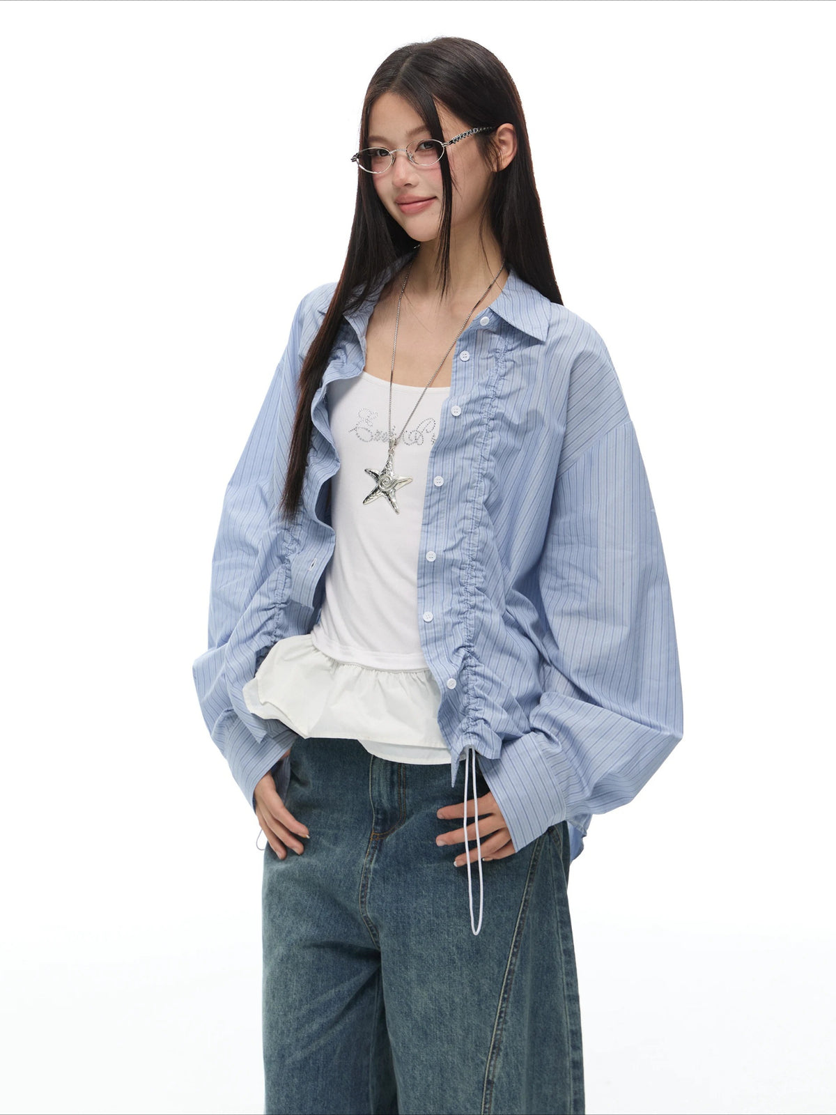 Stripe Drawstring Shirt