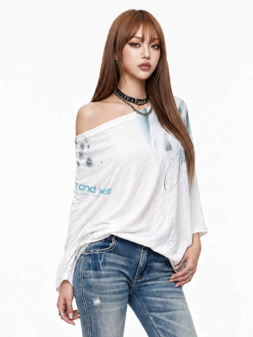 Off Shoulder Graphic T-Shirt
