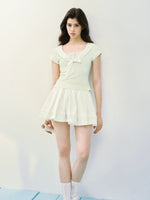 Green & Blue Bowtie Ruffle Tee