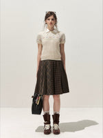 Brown Plaid Pleated Skirt
