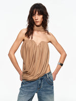 Pleated Bandeau Pants Set