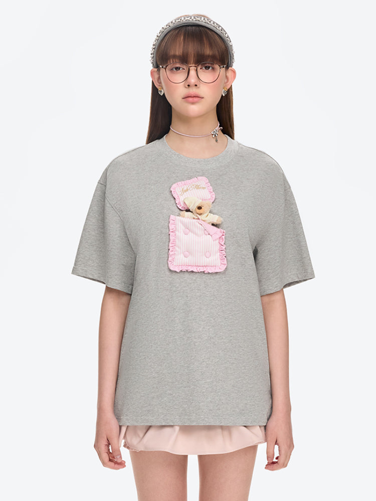 Sleepy Bear Contrast Cotton T-shirt