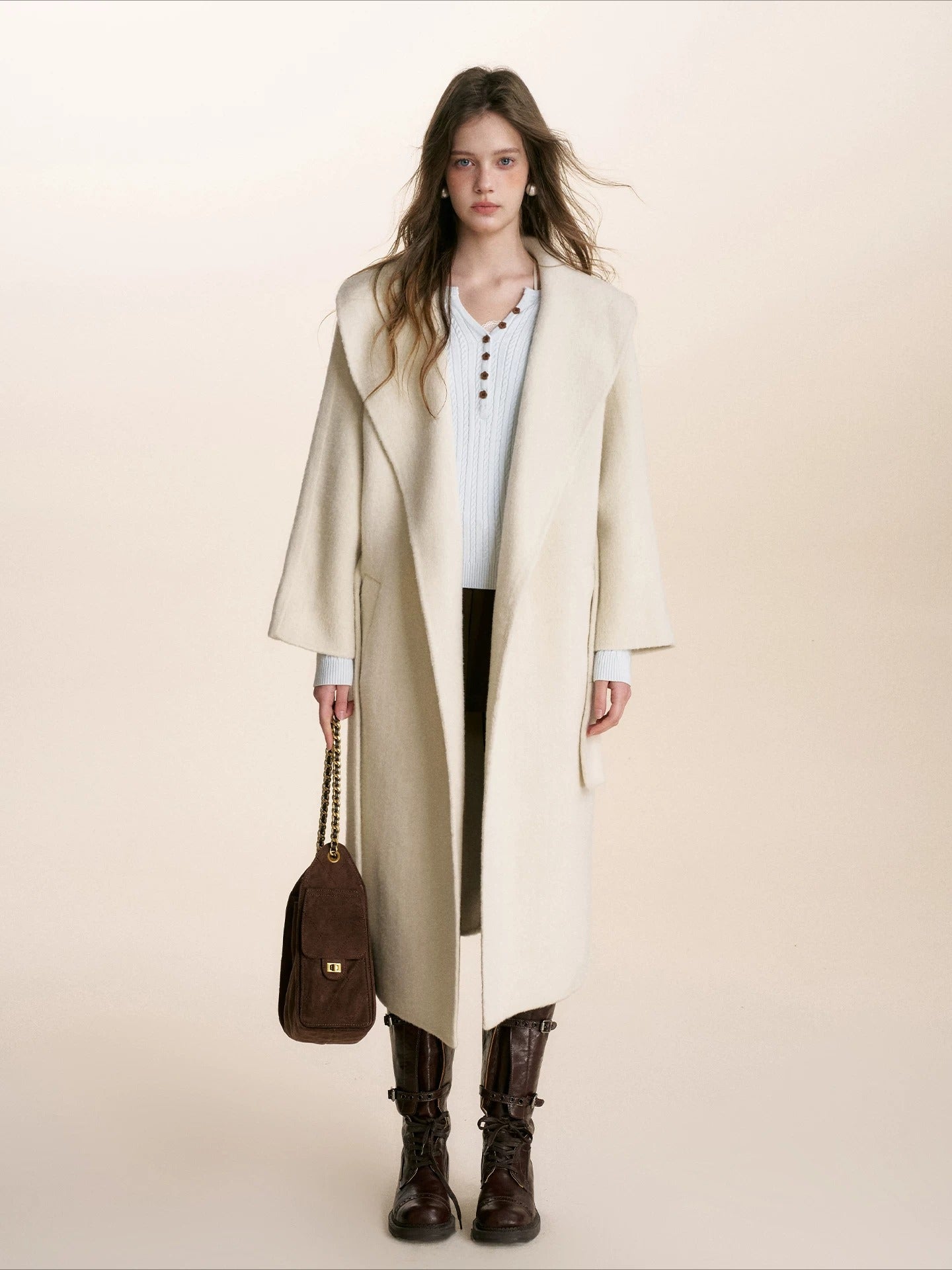 Almond Wool Blend Coat
