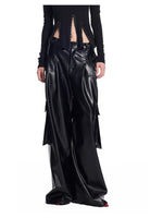Vintage PU Cargo Wide-Leg Pants