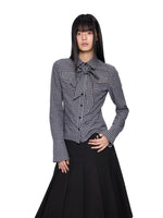 Vintage Plaid Bow Tie Shirt