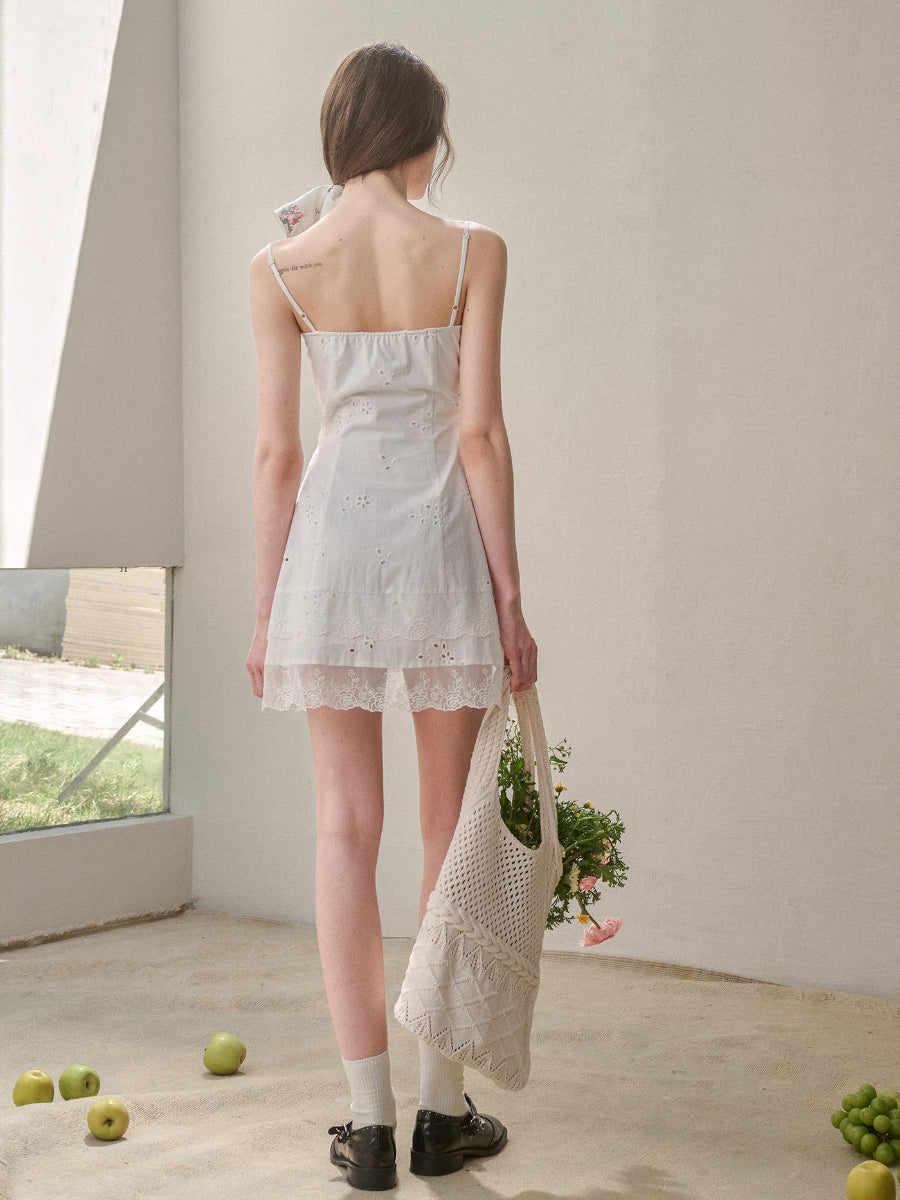 Cotton Embroidered Lace Slip Dress