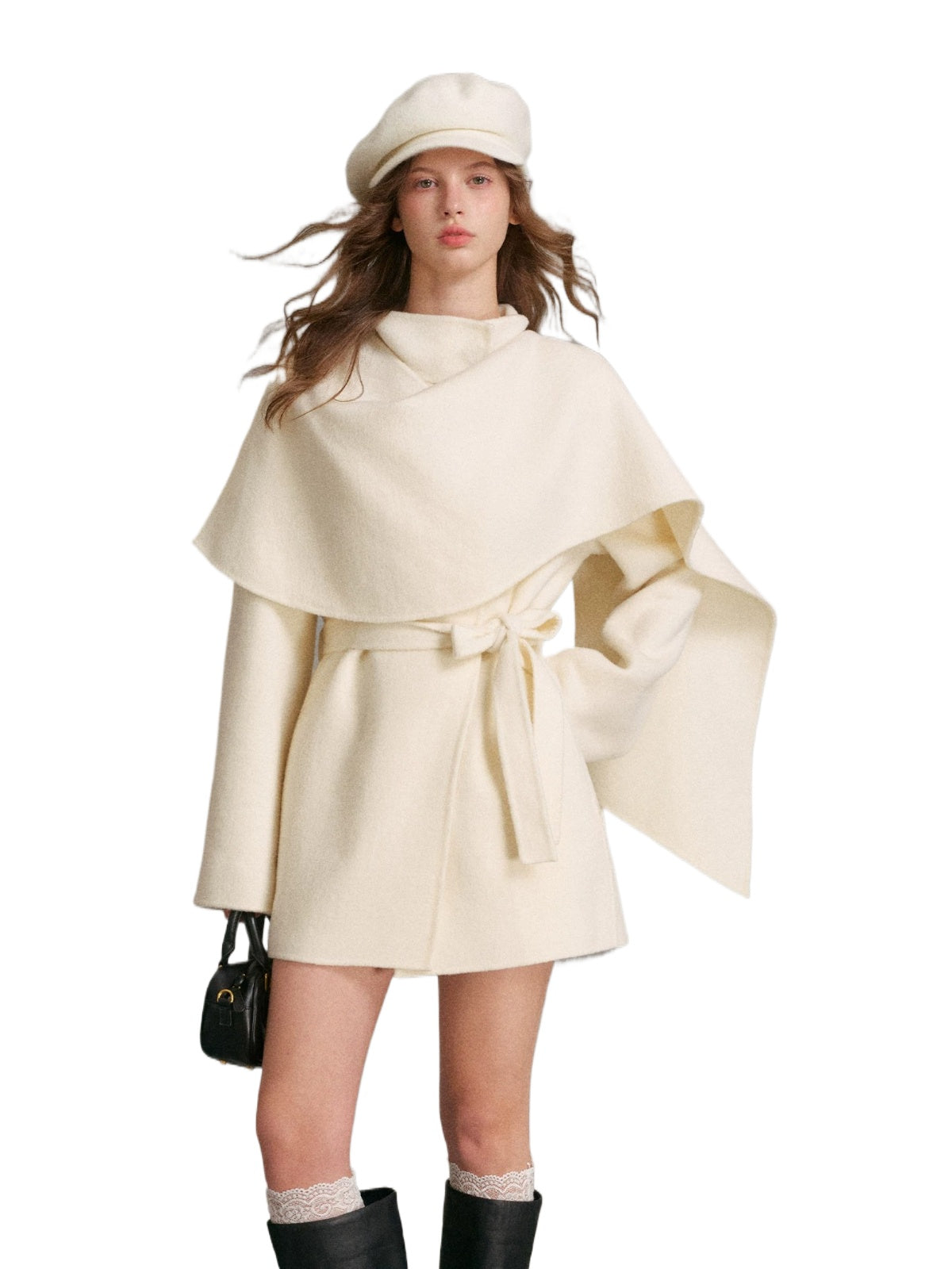 Detachable Cape Scarf Collar Coat