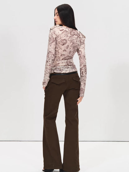 Metal Buckle Flare Cargo Pants