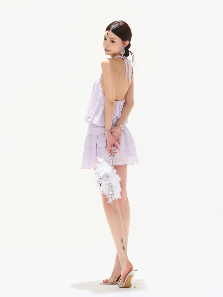 Tiered Chiffon Mini Dress