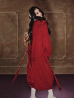 Red Relaxed Drop-Shoulder Wool Coat