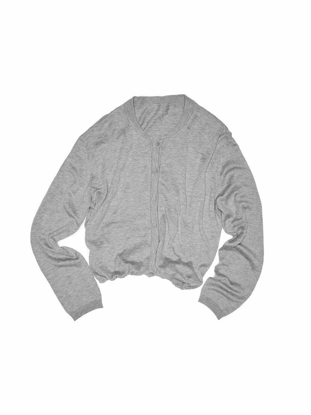 Solid Balloon Hem Wool Cardigan